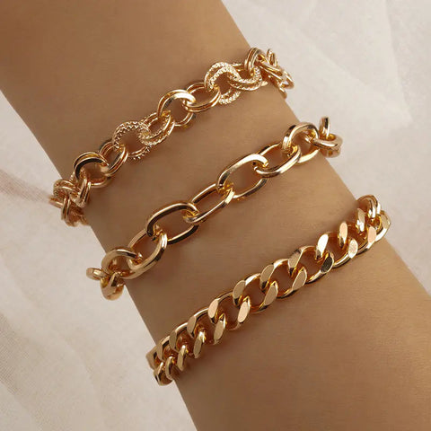 Three-Piece Exaggerated Punk Women's Bracelet Set Frugal Finds Galore
