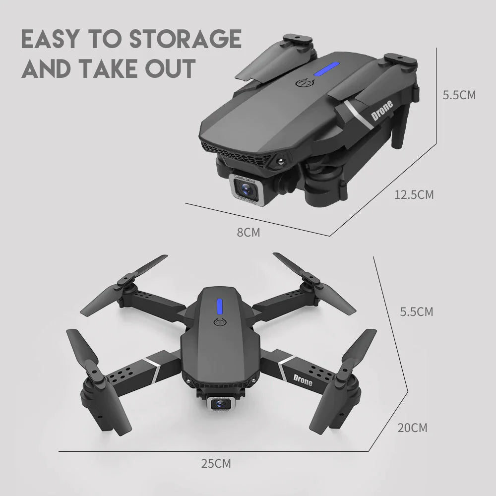 Drone With 4K HD Dual Camera WiFi FPV Foldable Quadcopter +4 Battery