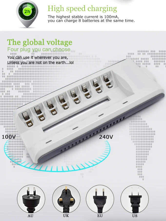 8 Slot Battery Charger