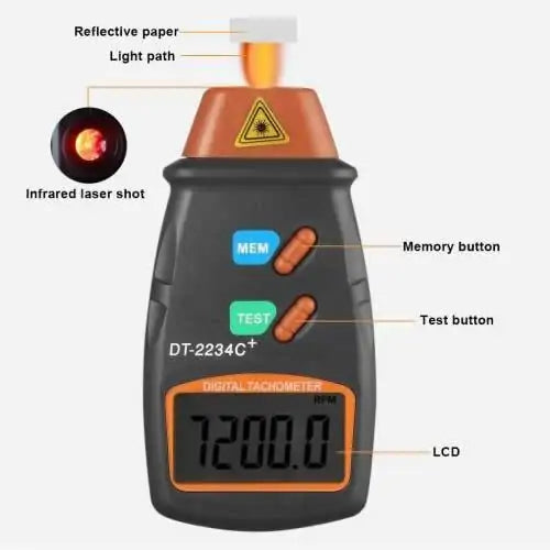 Digital Laser Tachometer RPM Tester