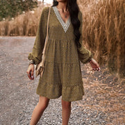 Fall Women's V-neck Long Sleeve Leisure Dress Frugal Finds Galore