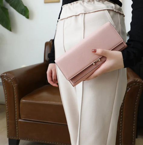Women's Long Suede Wallet - Clutch Purse Frugal Finds Galore