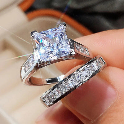 Luxury Square Zirconia Wedding Rings for Couples Frugal Finds Galore