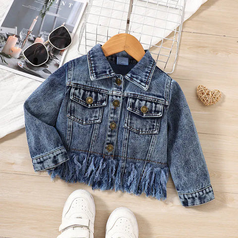 Girls' Jean Jacket with Tassels - Fashionable Autumn Coat Frugal Finds Galore
