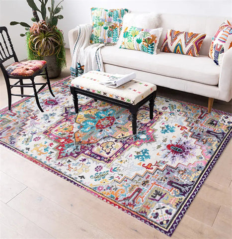 Bohemian Turkish Area Rug, Multicolor Floral Carpet Frugal Finds Galore
