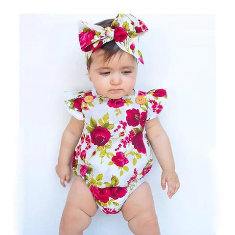 Toddler Floral Romper with Headband Frugal Finds Galore