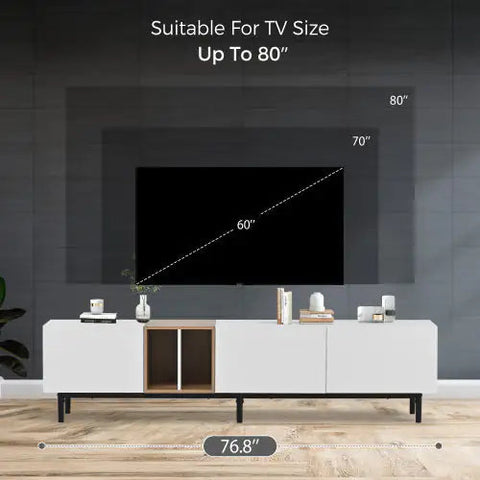 TV Stand Suitable For 80 Inch TV With 3 Doors Frugal Finds Galore
