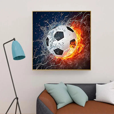 DIY 5D Diamond Painting Kit - Football On Fire (30x30cm) Frugal Finds Galore