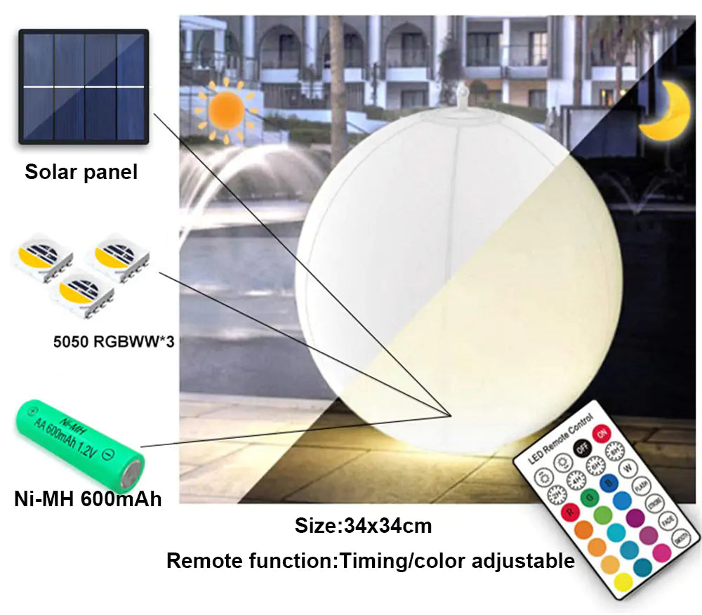 Solar Swimming Pool Balls Color Changing