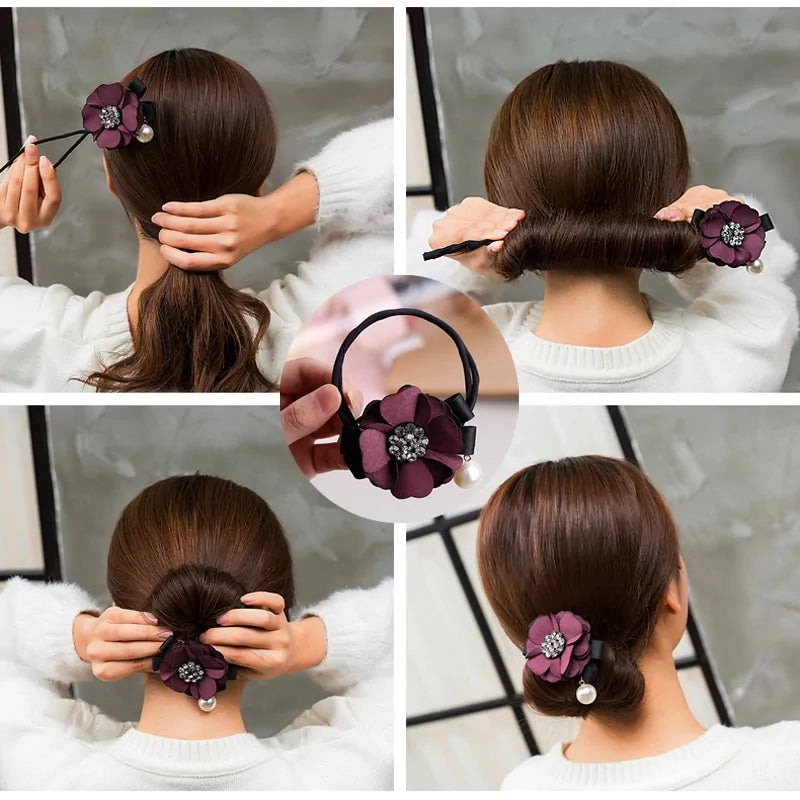 Elegant Rhinestone Hair Bun Maker