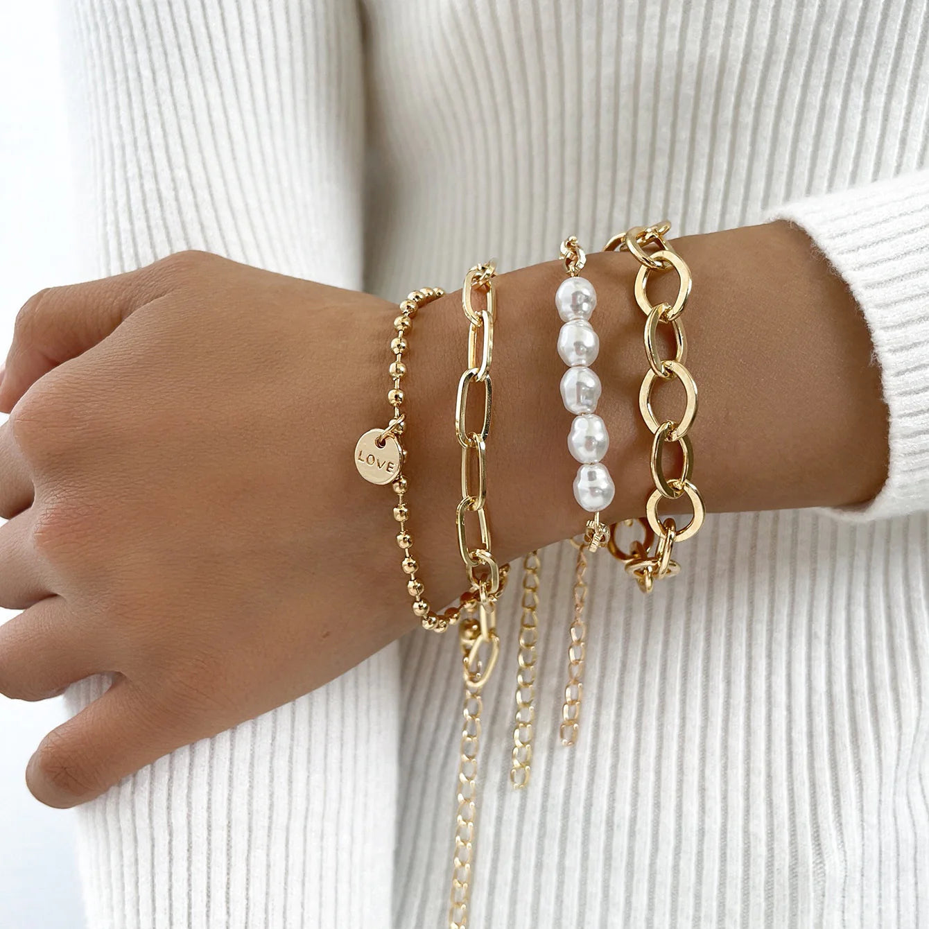 Glossy Chain Bracelet Set