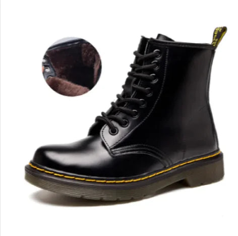 Low-Heeled Leather Martin Boots