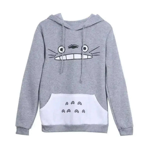 Long sleeve hoodie featuring a charming Totoro print, perfect for adding whimsy to your wardrobe.