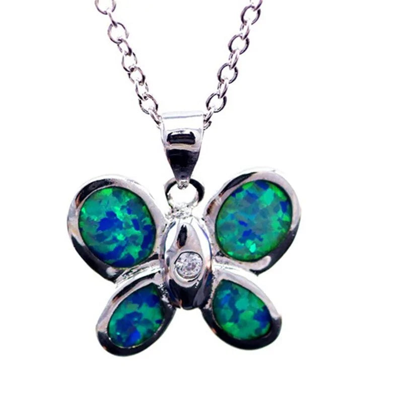 Blue Imitation Opal Sea Turtle Necklace