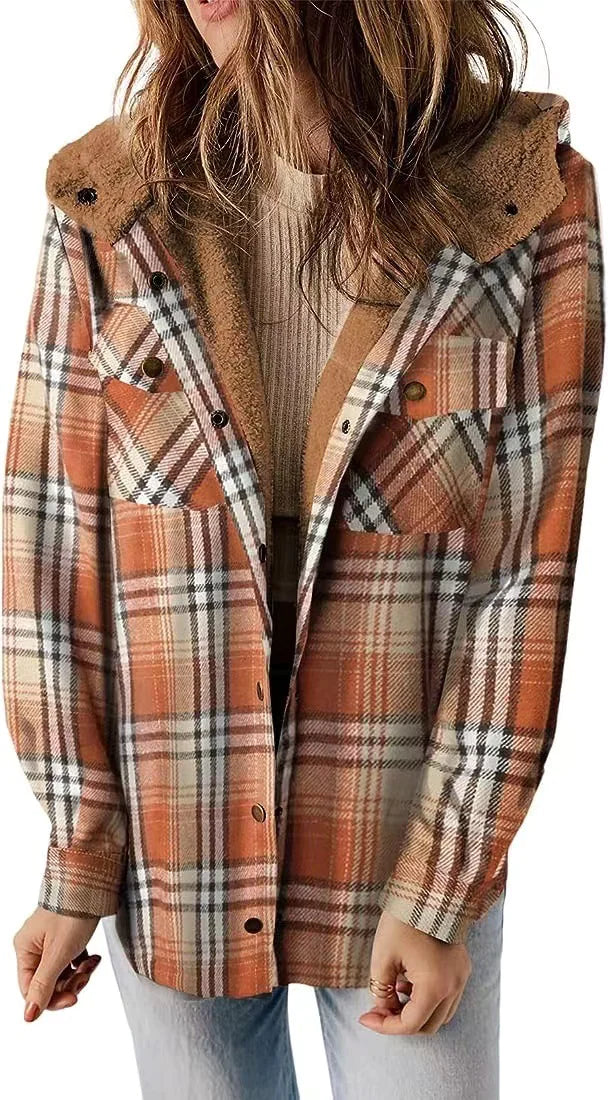 Cozy Plaid Hooded with Fleece Lining