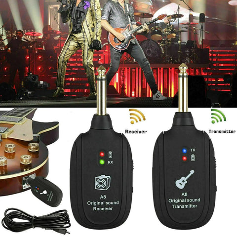 UHF Guitar Wireless System Transmitter+Receiver Built In Rechargeable Battery Frugal Finds Galore