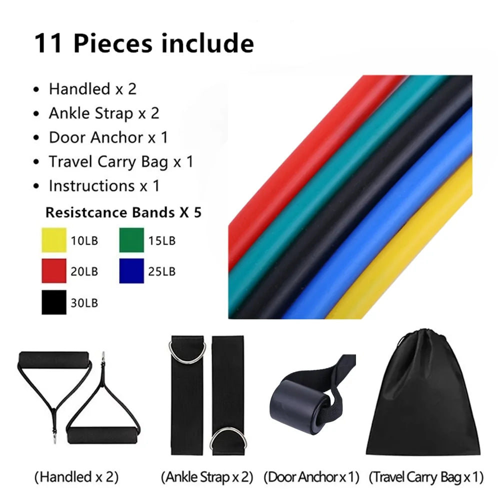 17-Piece Latex Resistance Bands