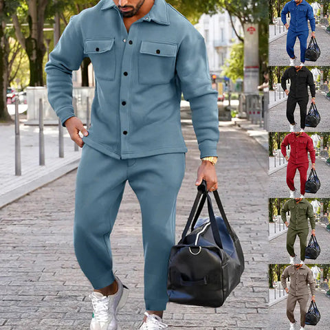 Suede Slim Fit Solid Color Two-Piece Suit for Men Frugal Finds Galore