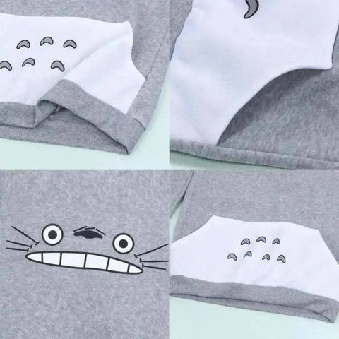 Long sleeve Totoro print hoodie with cozy high-quality fabric and enchanting design.