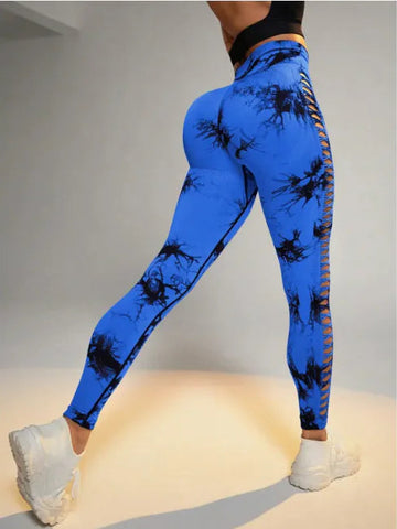 Tie-Dye High-Waist Mesh Yoga Leggings Frugal Finds Galore