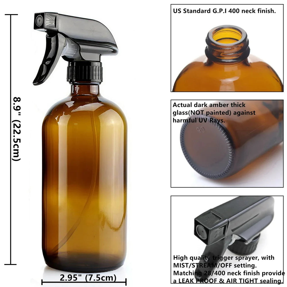 Empty Amber Glass Spray Bottle