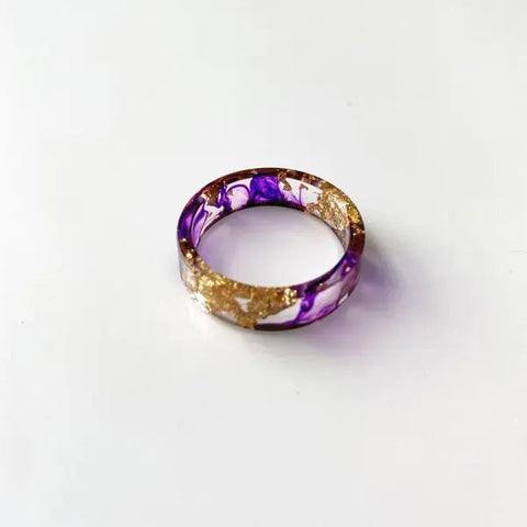 Colorful Handmade Resin Ring with Dried Flowers and Gold Foil Frugal Finds Galore