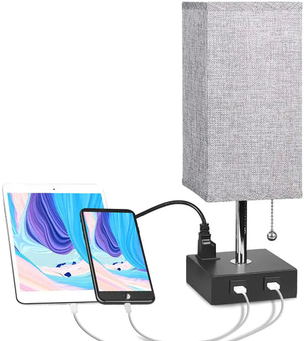 USB Bedside Table Lamp - Grey Frugal Finds Galore