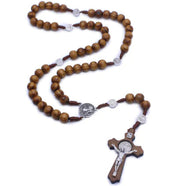 Wood Rosary Necklace Handcrafted Pine Cross Frugal Finds Galore