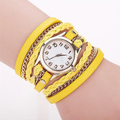 PU Leather Woven Bracelet Watch with Quartz Chain Frugal Finds Galore
