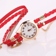 PU Leather Woven Bracelet Watch with Quartz Chain Frugal Finds Galore