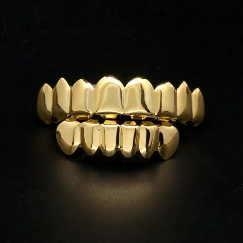 Gold-Plated 8-Tooth Hip Hop Grillz Set for Trendsetters Frugal Finds Galore