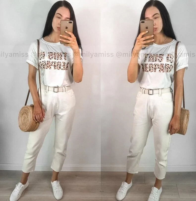 Fashion Elastic Waist Jeans Trousers