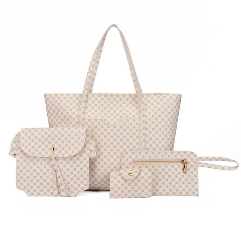 Stylish Geometric Tote Bag Set - Handbag, Clutch & Key Bag Frugal Finds Galore