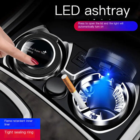 Multifunctional Car Ashtray with LED Light and Metal Core Frugal Finds Galore