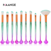 10-Piece Shell Makeup Brush Set - Beauty Tools Frugal Finds Galore