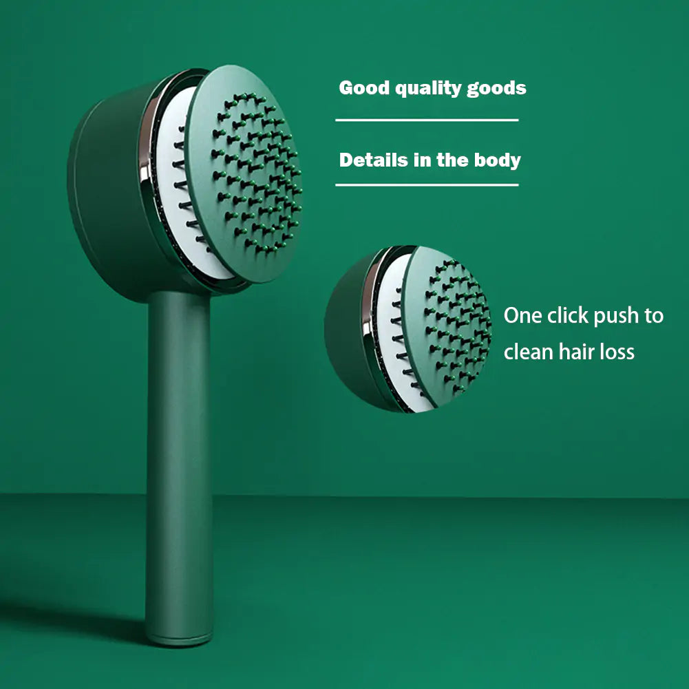 One-key Self-cleaning Fine Teeth Hair Brush