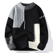 Men's Sweater American Retro Color Contrast Patchwork Frugal Finds Galore