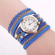 PU Leather Woven Bracelet Watch with Quartz Chain Frugal Finds Galore