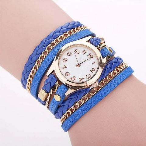 PU Leather Woven Bracelet Watch with Quartz Chain Frugal Finds Galore