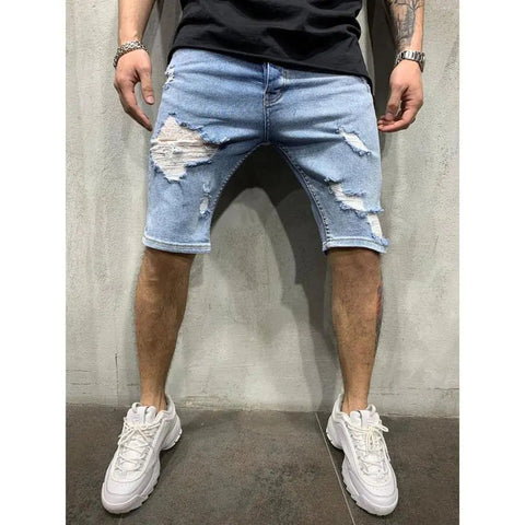 Slim Fit Men's Denim Pants with Holes Frugal Finds Galore