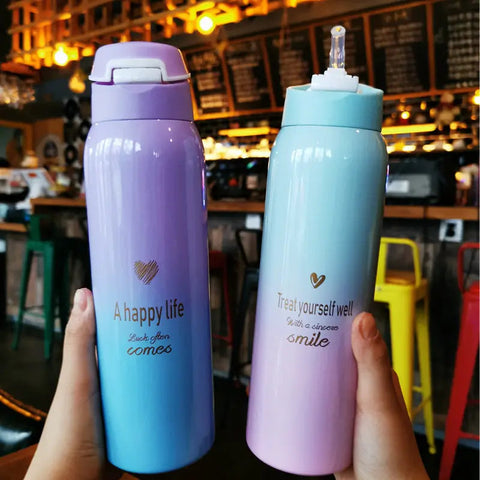 Gradient Color Double-Wall Stainless Steel Thermos Cup Frugal Finds Galore