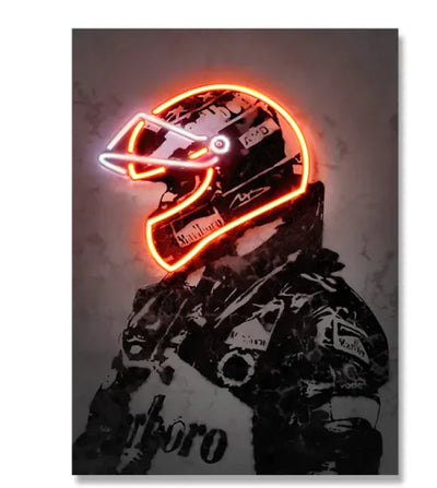 Neon Glow Vintage Helmet Canvas Art Frugal Finds Galore