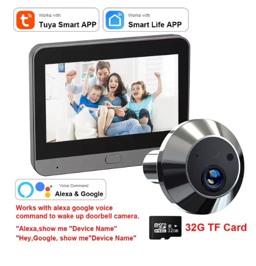 Mini Smart 3MP WiFi Door Peephole Camera