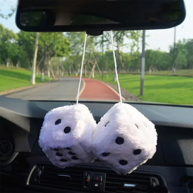 Retro Fuzzy Plush Dice Car