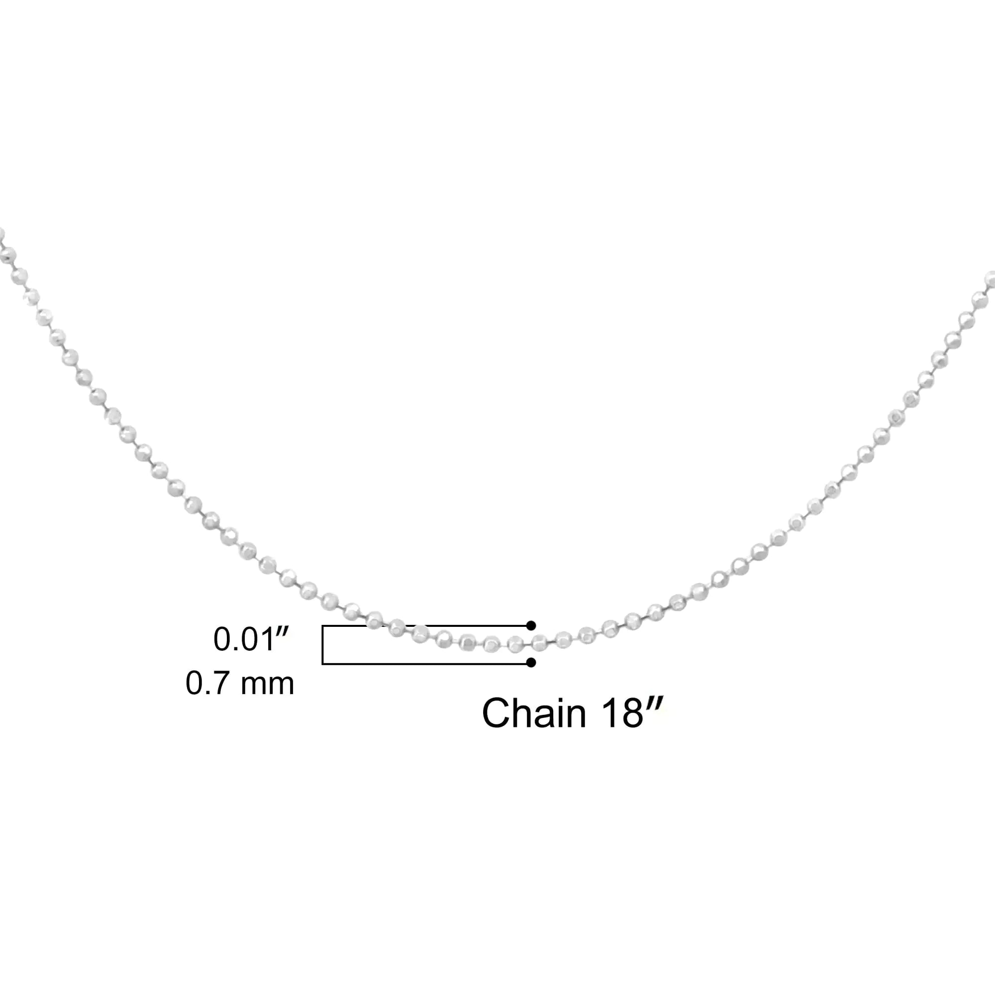 Sterling Silver 0.7mm Slim and Dainty Unisex 18" Inch Ball Bead Chain Necklace