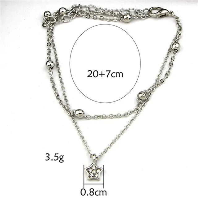 Boho Style Star Anklet Multilayer Foot Chain