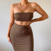 Solid Tube Crop Top and Skirt Set Frugal Finds Galore