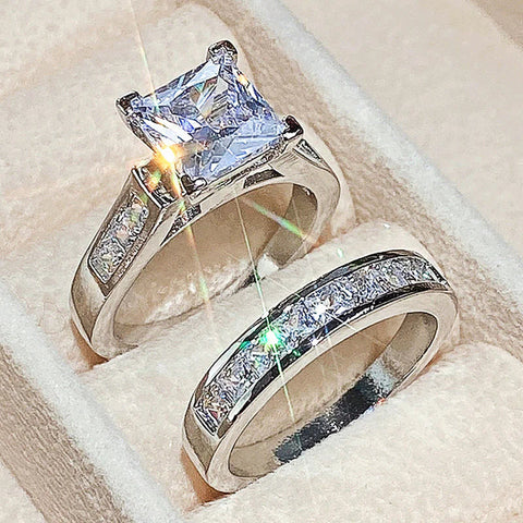 Luxury Square Zirconia Wedding Rings for Couples Frugal Finds Galore