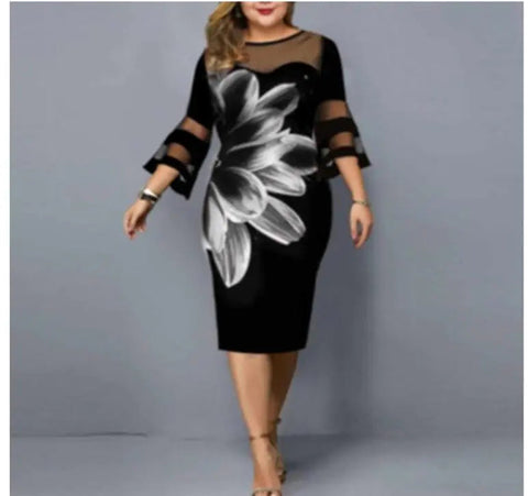 Plus Size Vintage Floral Mesh Patchwork Dress Frugal Finds Galore