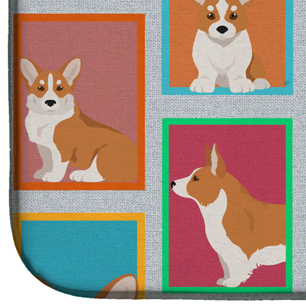 Alfombrilla para secar platos con muchos Corgi de Cardigan rojo